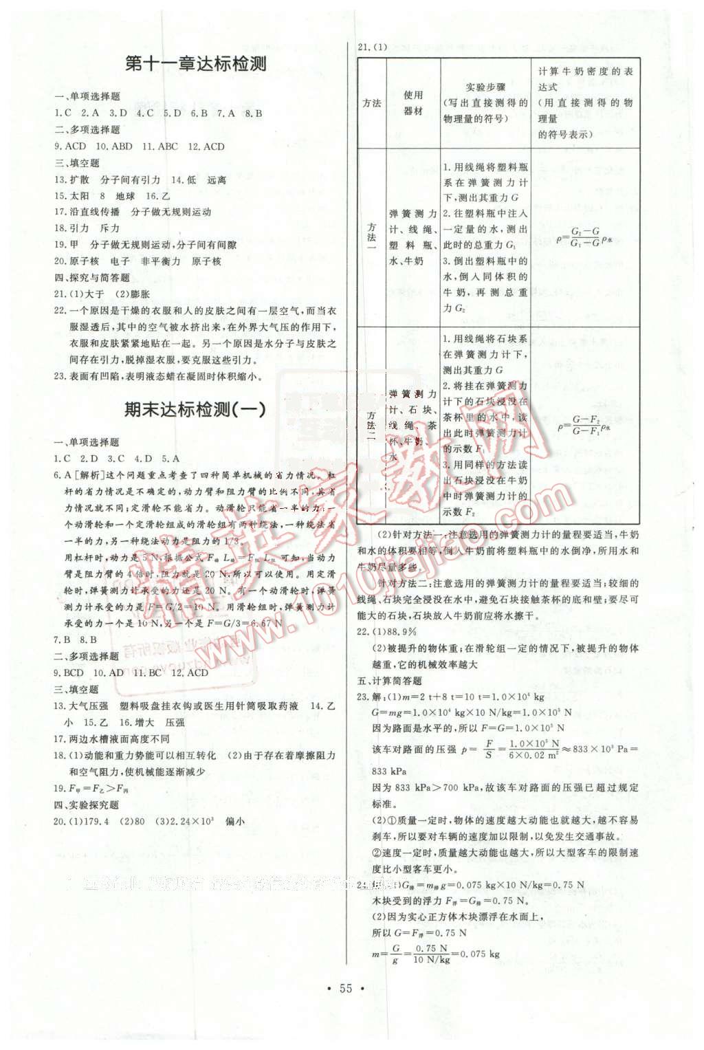 2016年新課程學(xué)習(xí)與檢測(cè)八年級(jí)物理下冊(cè) 第11頁