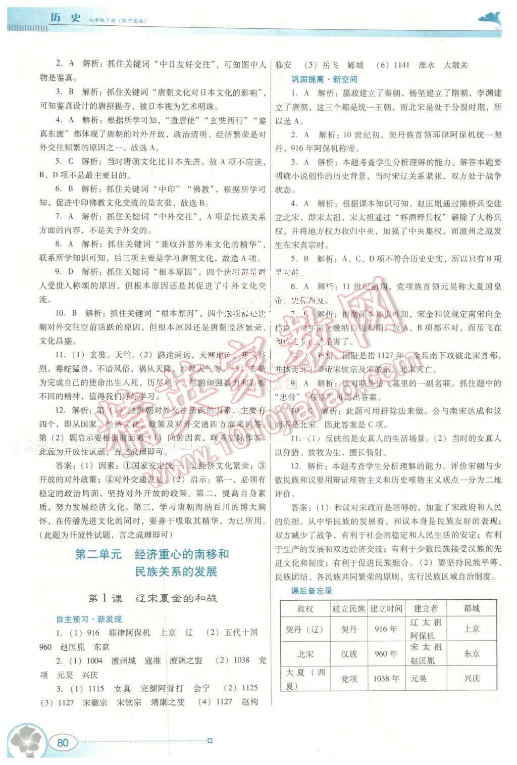 2016年南方新课堂金牌学案七年级历史下册中图版 第4页