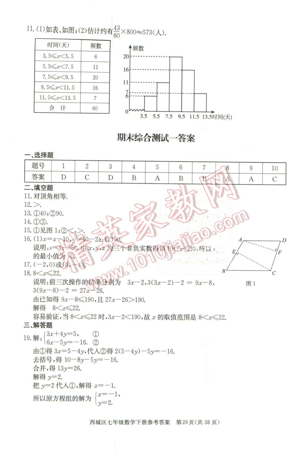 2016年學習探究診斷七年級數(shù)學下冊 第26頁