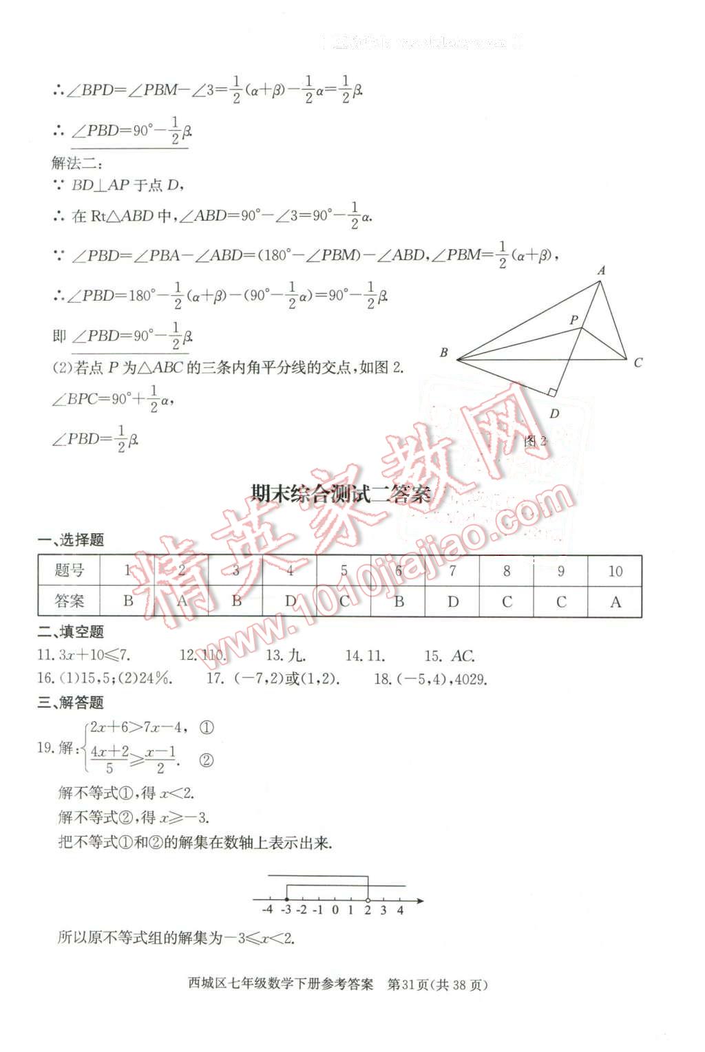 2016年學(xué)習(xí)探究診斷七年級(jí)數(shù)學(xué)下冊(cè) 第31頁(yè)