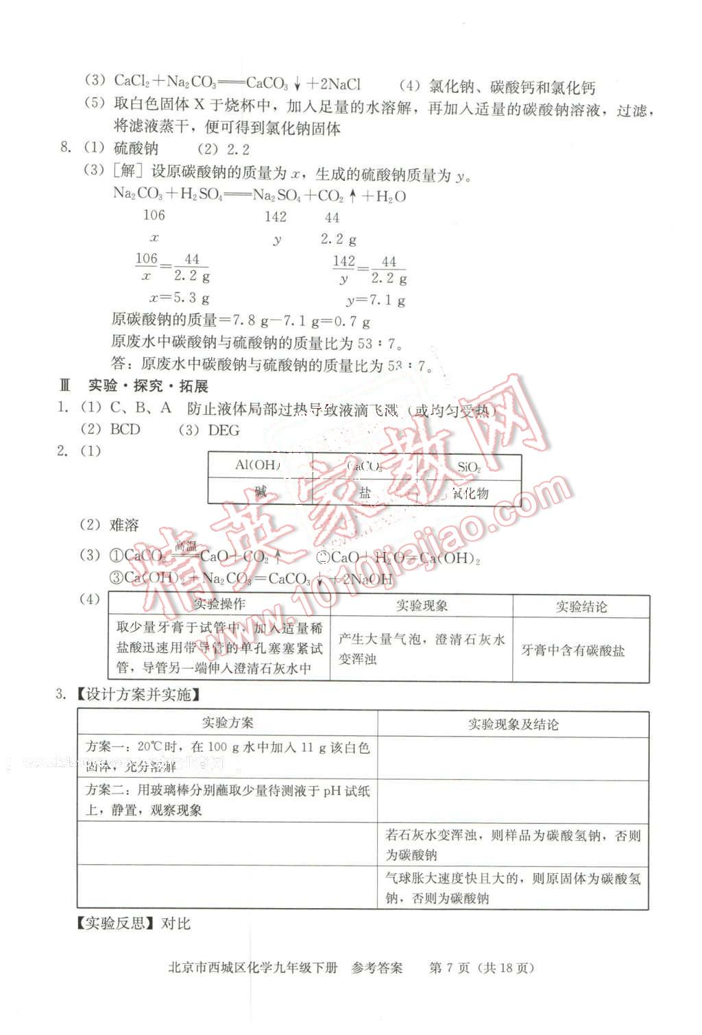 2016年学习探究诊断九年级化学下册 第7页