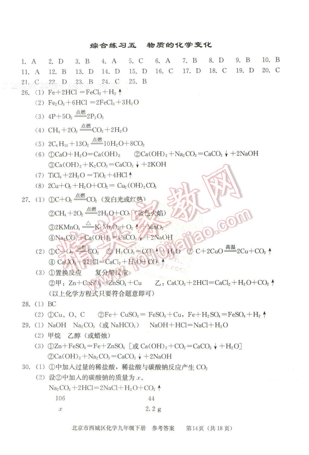 2016年学习探究诊断九年级化学下册 第14页