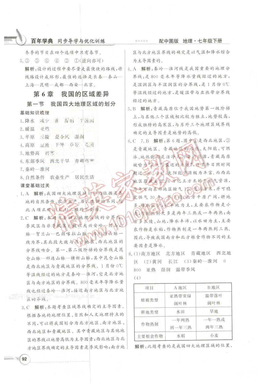 2016年同步導學與優(yōu)化訓練七年級地理下冊中圖版 第8頁