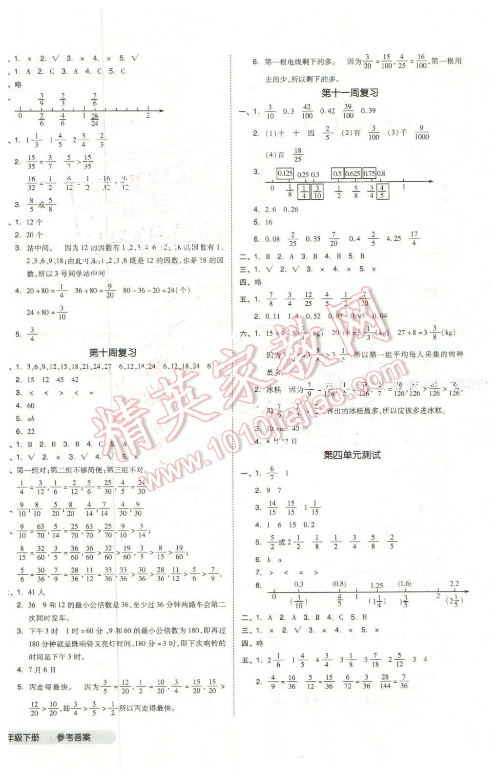 2016年全品小复习五年级数学下册人教版 第4页