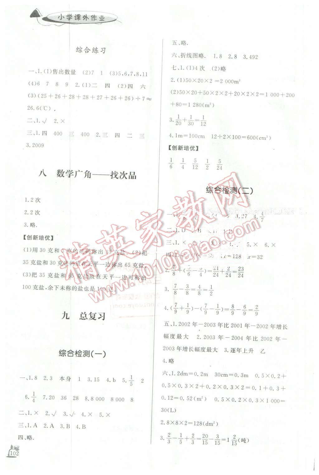 2016年小学课外作业五年级数学下册 第15页