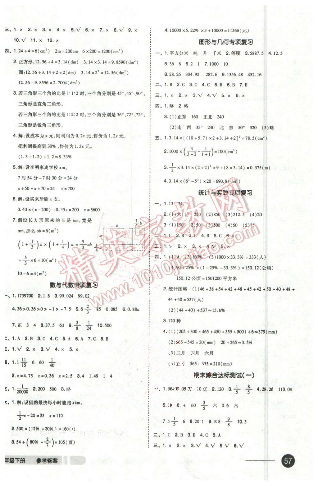 2016年全品小复习六年级数学下册人教版 第6页