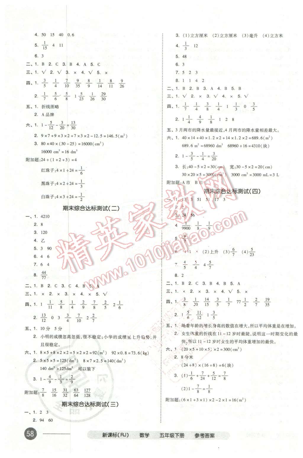 2016年全品小复习五年级数学下册人教版 第7页