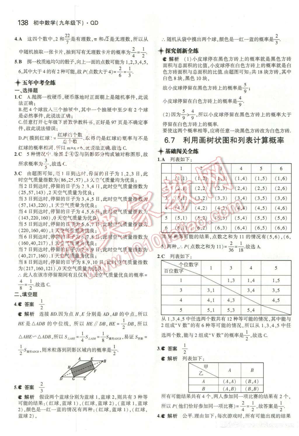 2016年5年中考3年模拟初中数学九年级下册青岛版 第20页