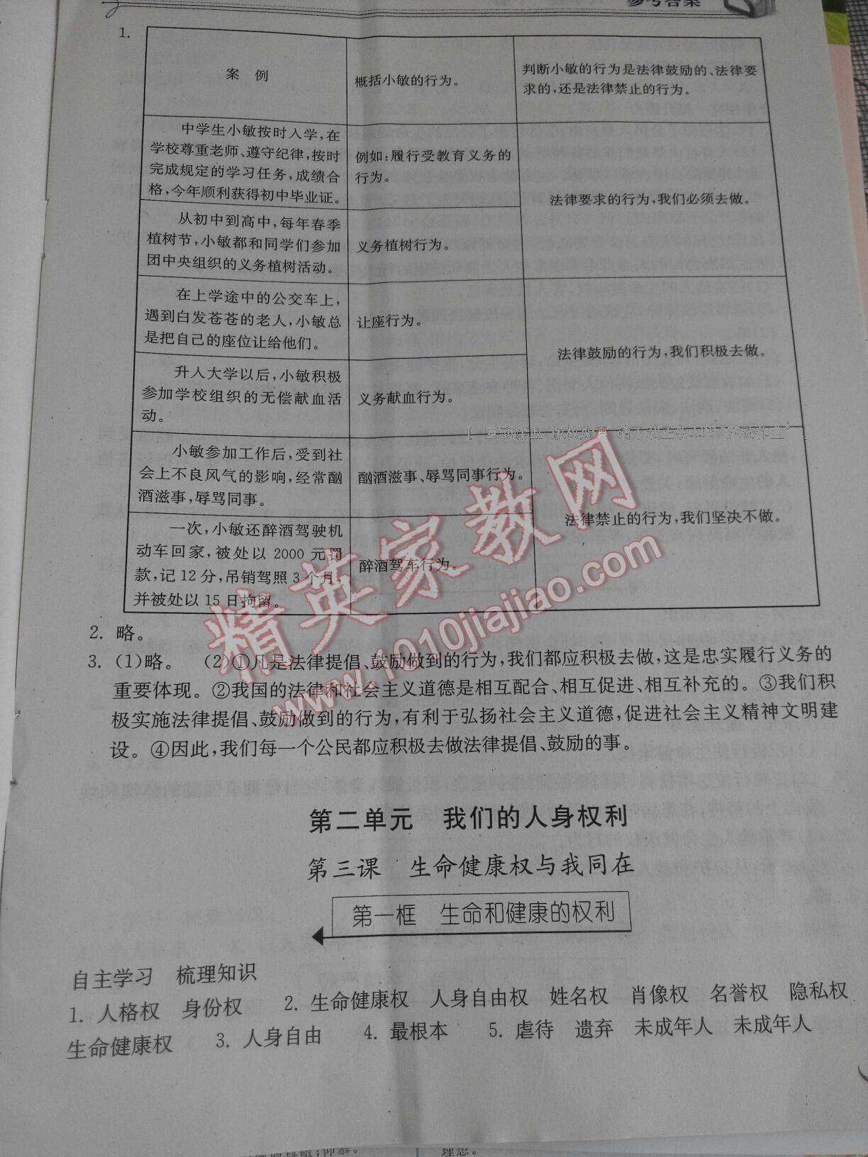 2015年长江作业本同步练习册八年级思想品德下册人教版 第19页