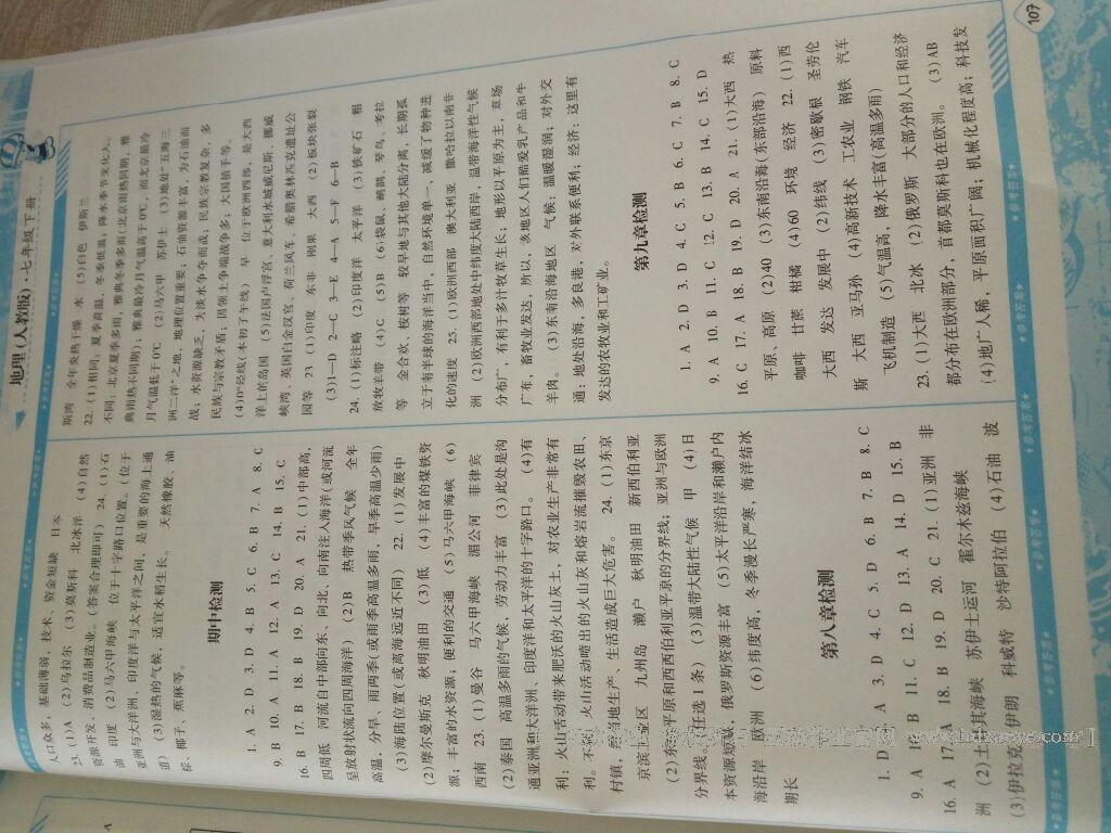 2015年課程基礎(chǔ)訓(xùn)練七年級地理下冊人教版湖南少年兒童出版社 第11頁