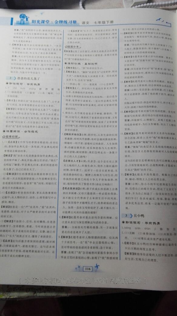 2016年陽光課堂金牌練習(xí)冊七年級語文下冊人教版 第26頁