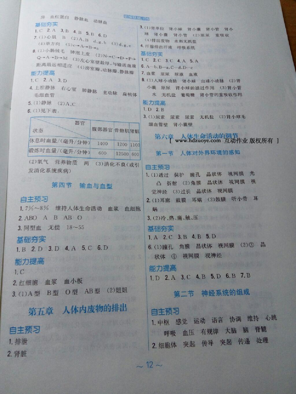 2015年新編基礎(chǔ)訓練七年級生物學下冊人教版 第16頁