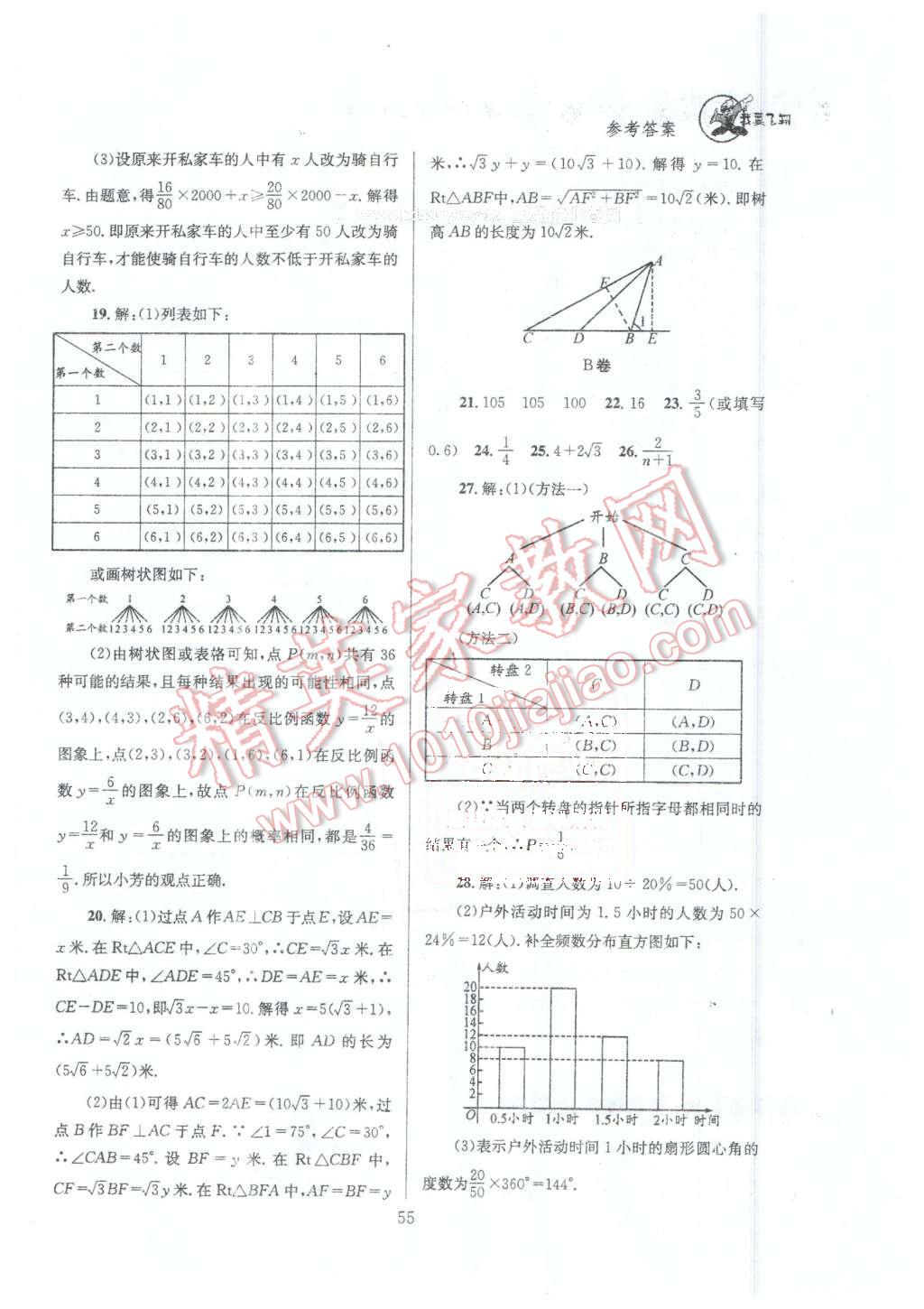 2016年天府前沿課時三級達標九年級數(shù)學下冊北師大版 第55頁