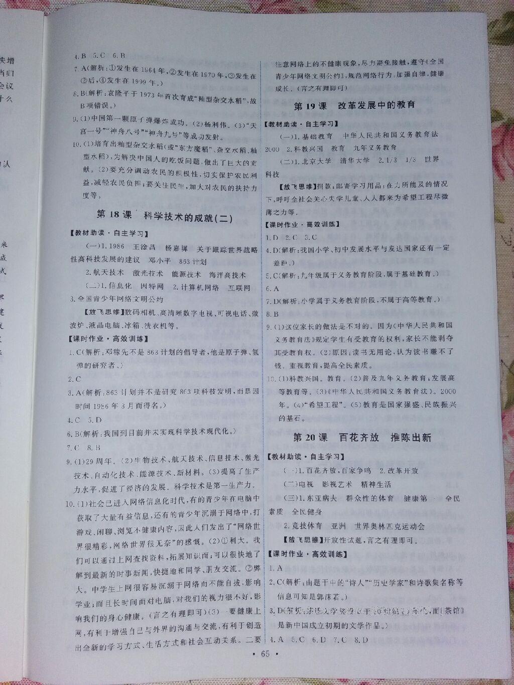 2015年能力培養(yǎng)與測試八年級中國歷史下冊人教版 第19頁