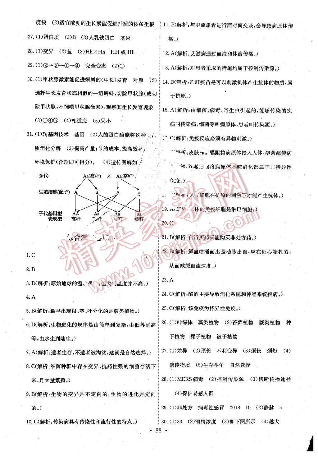 2016年长江全能学案同步练习册八年级生物学下册人教版 第14页