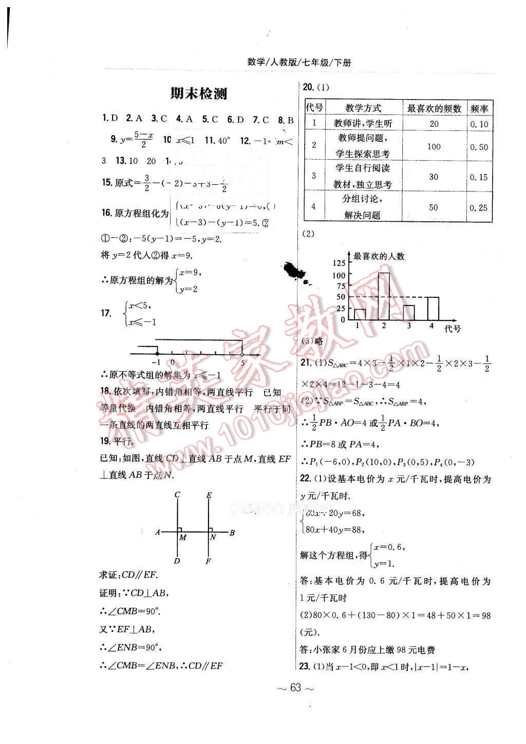 2016年新编基础训练七年级数学下册人教版 第31页