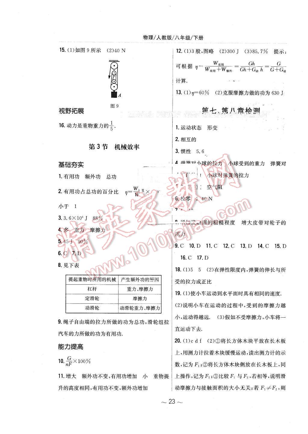 2016年新編基礎(chǔ)訓練八年級物理下冊人教版 第11頁