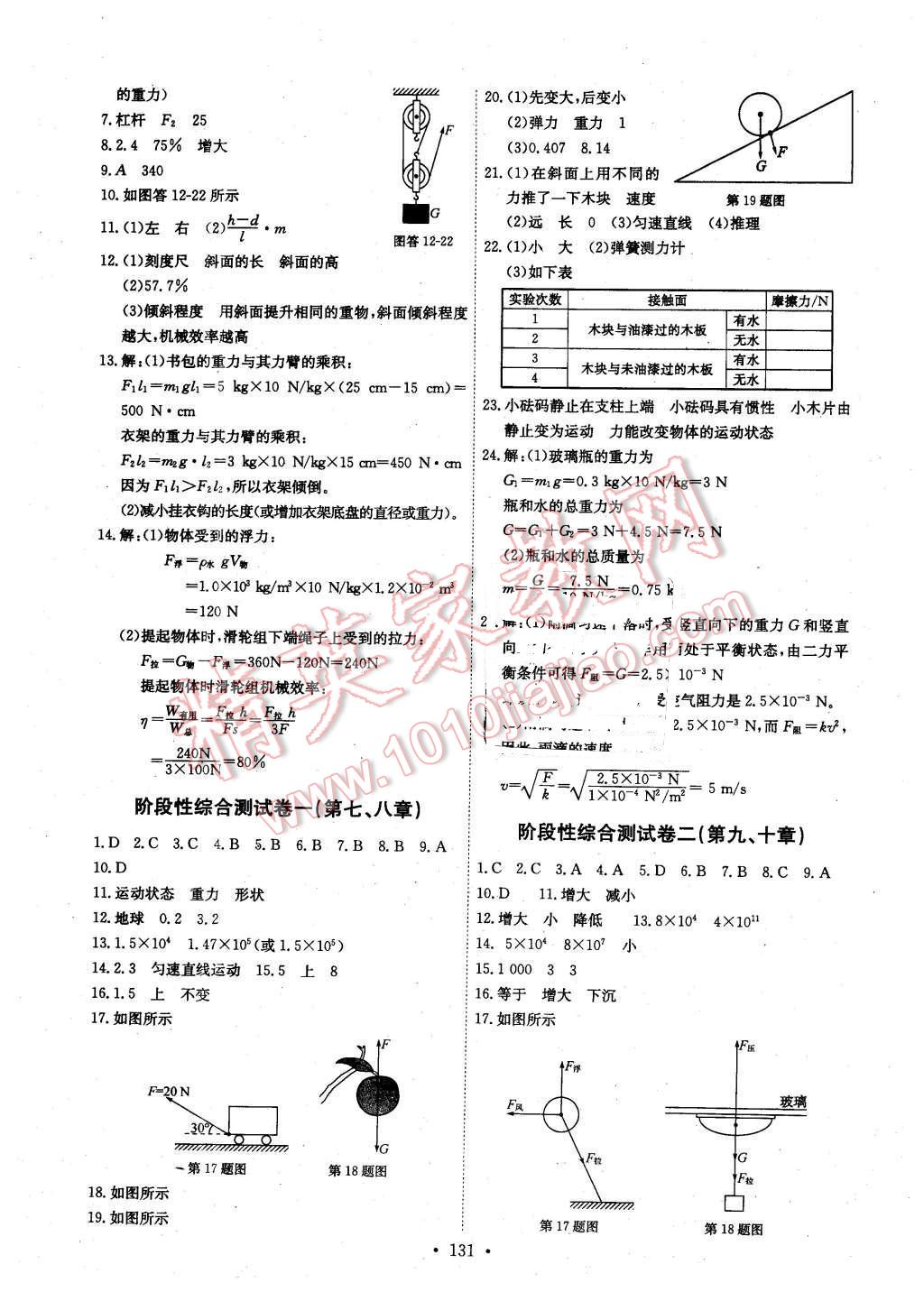 2016年长江全能学案同步练习册八年级物理下册人教版 第17页