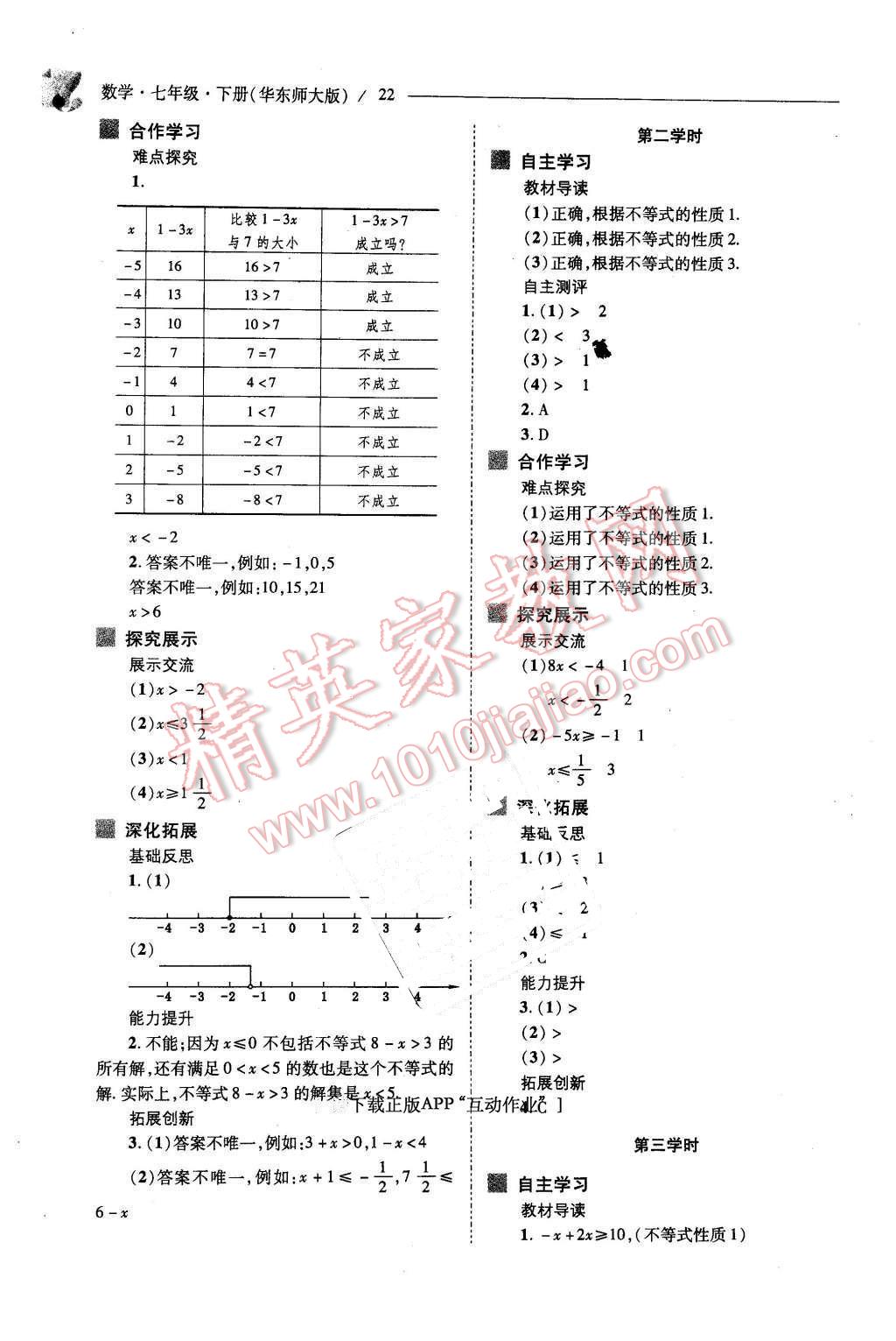 2016年新課程問題解決導(dǎo)學(xué)方案七年級(jí)數(shù)學(xué)下冊(cè)華東師大版 第22頁