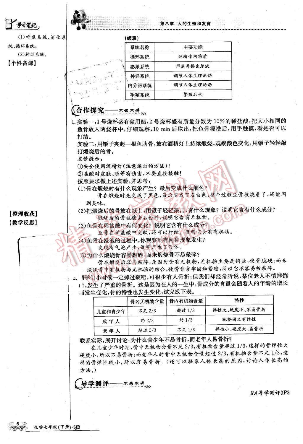 2016年金太陽導(dǎo)學(xué)案七年級生物下冊蘇教版 第6頁