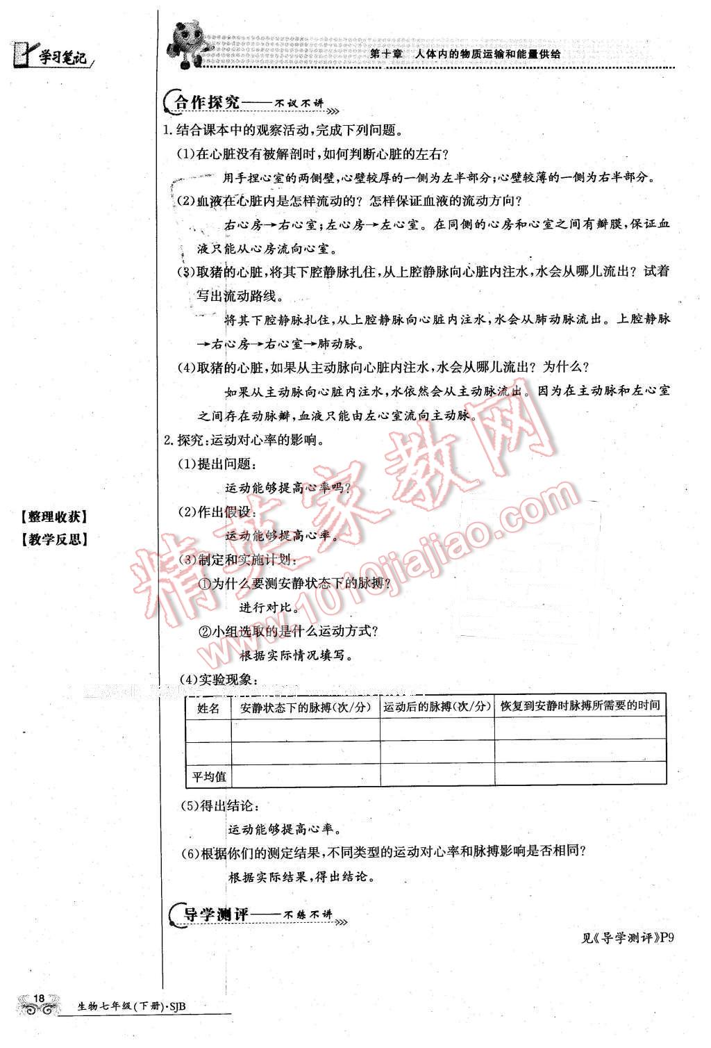 2016年金太陽導(dǎo)學(xué)案七年級(jí)生物下冊蘇教版 第18頁