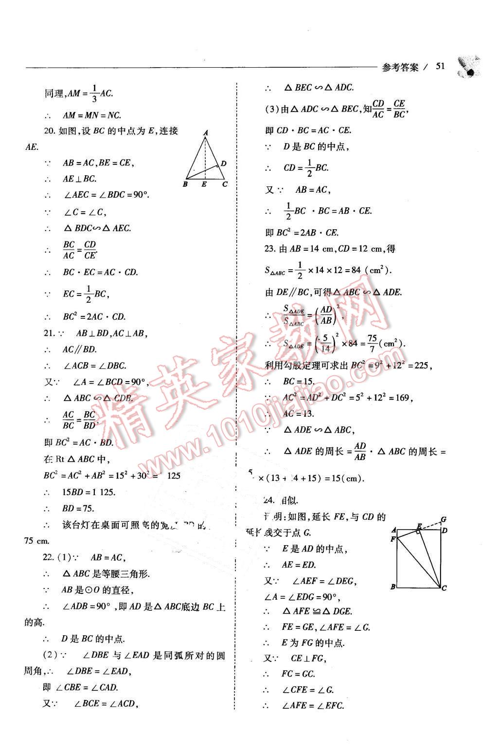 2016年新課程問題解決導(dǎo)學(xué)方案九年級數(shù)學(xué)下冊人教版 第51頁