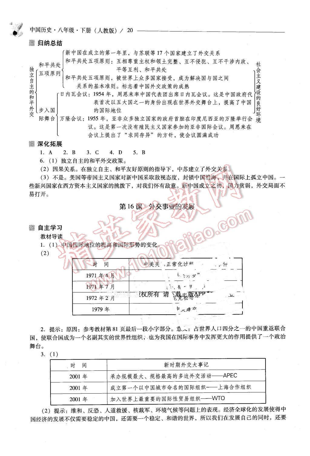 2016年新課程問題解決導(dǎo)學(xué)方案八年級中國歷史下冊人教版 第20頁