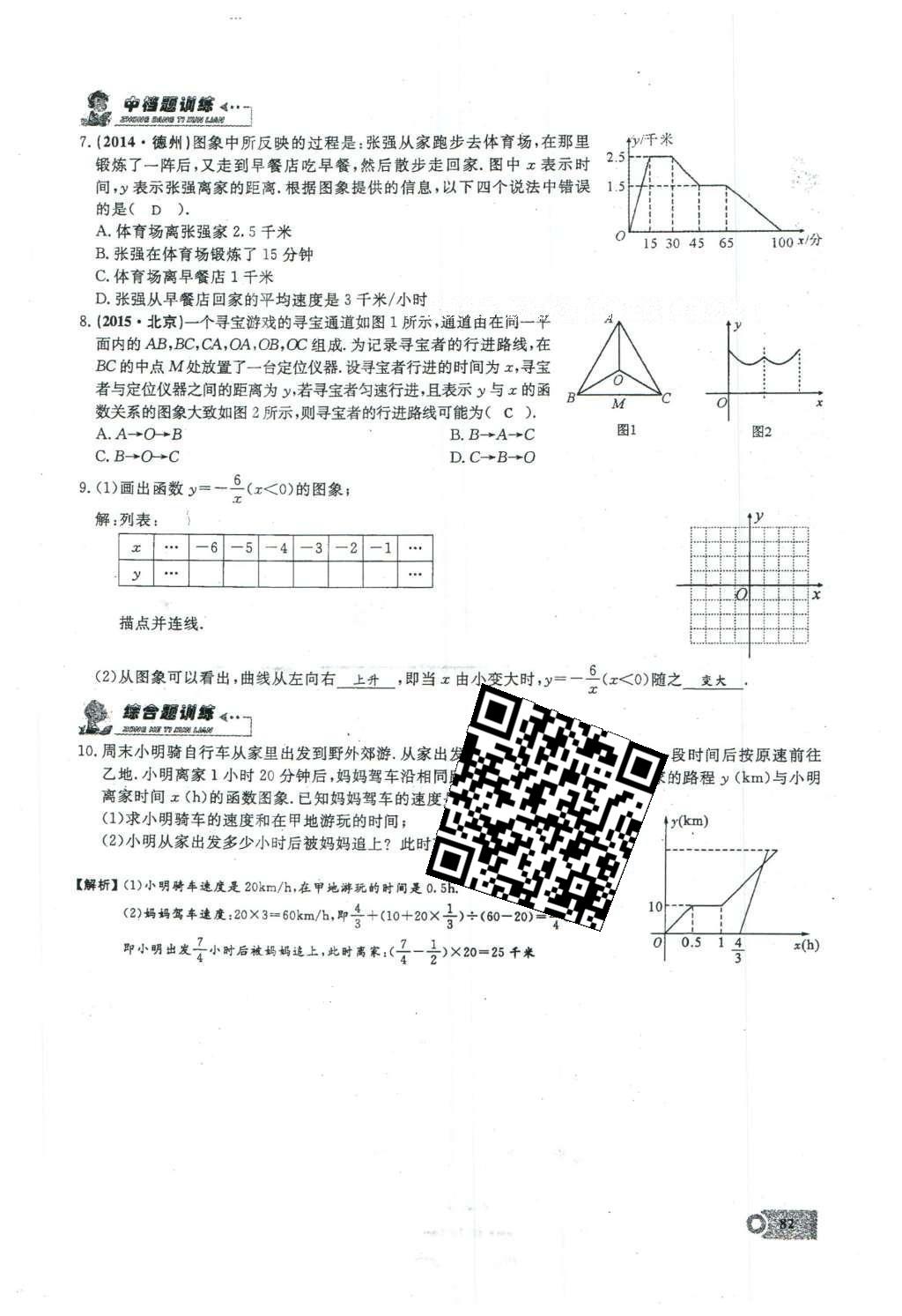 2016年思维新观察八年级数学下册人教版 第十九章 一次函数第59页