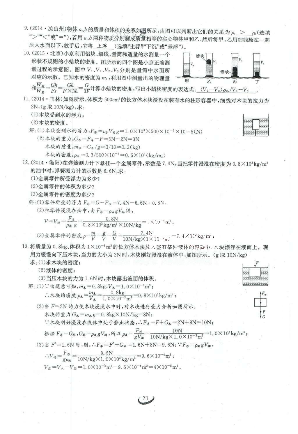 2016年思維新觀察八年級物理下冊人教版 第十章 浮力第89頁