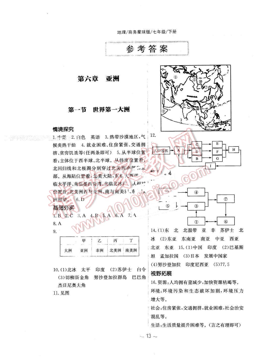 2016年新編基礎(chǔ)訓練七年級地理下冊商務星球版 第1頁