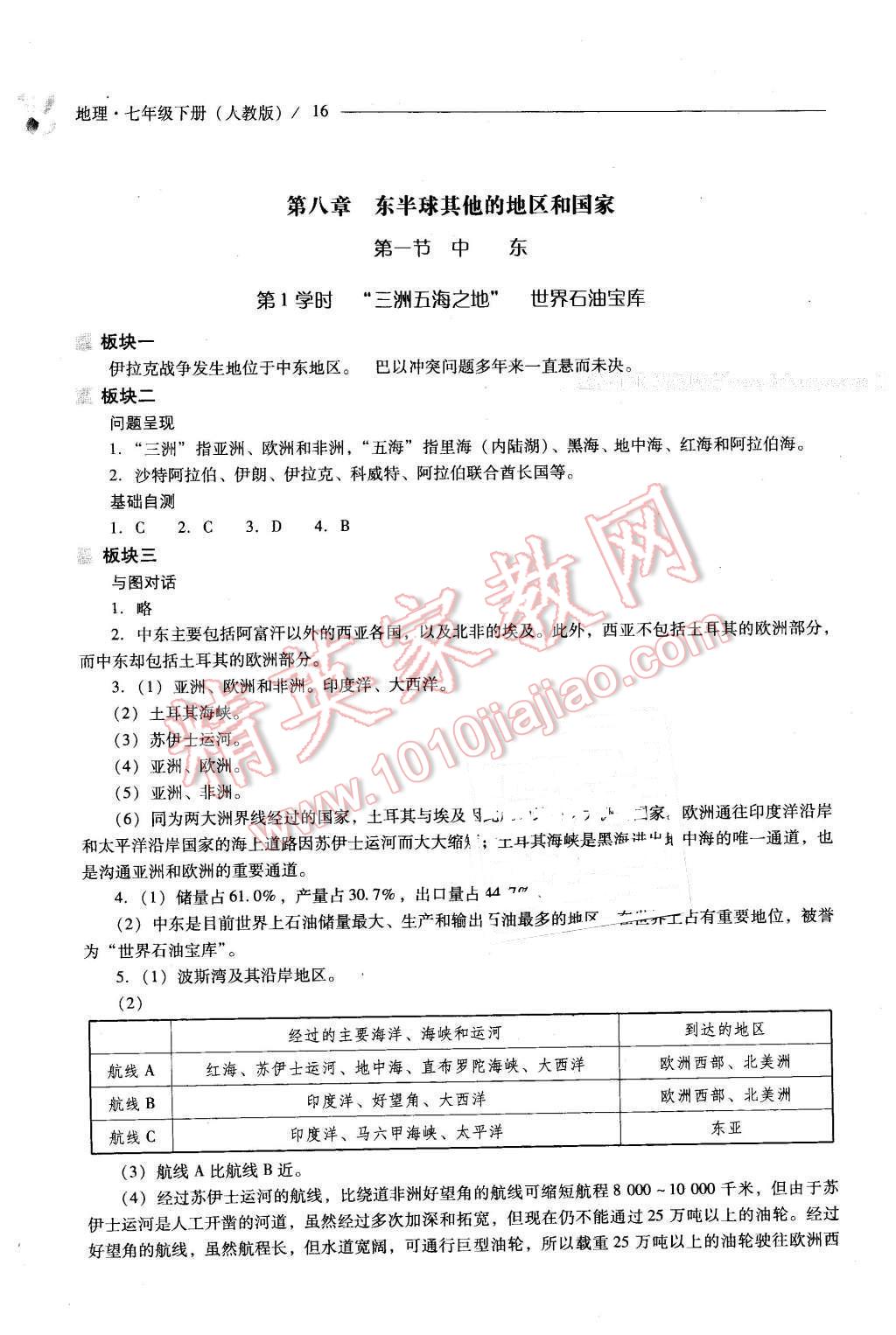 2016年新課程問題解決導(dǎo)學(xué)方案七年級地理下冊人教版 第16頁