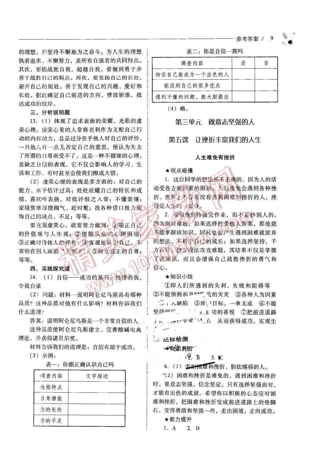 2016年新課程問題解決導(dǎo)學(xué)方案七年級(jí)思想品德下冊(cè)人教版 第9頁