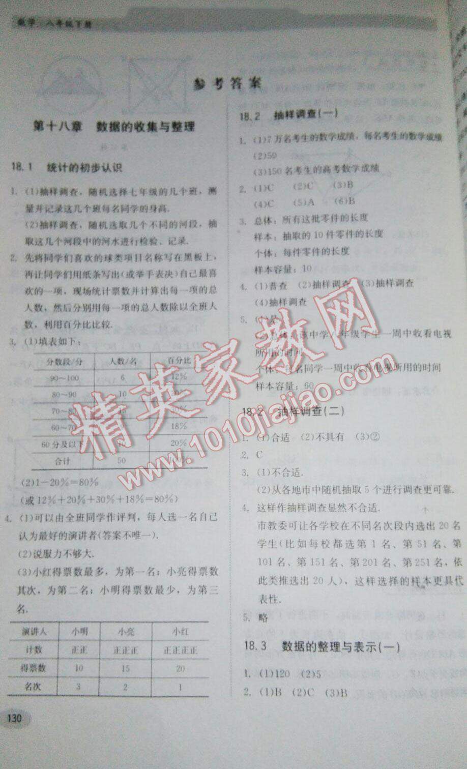 2015年同步练习册八年级数学下册冀教版 第1页