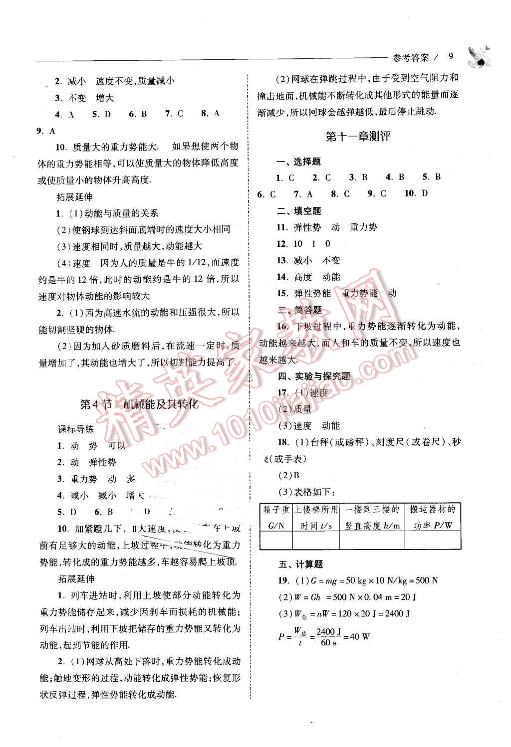 2016年新课程问题解决导学方案八年级物理下册人教版 第9页