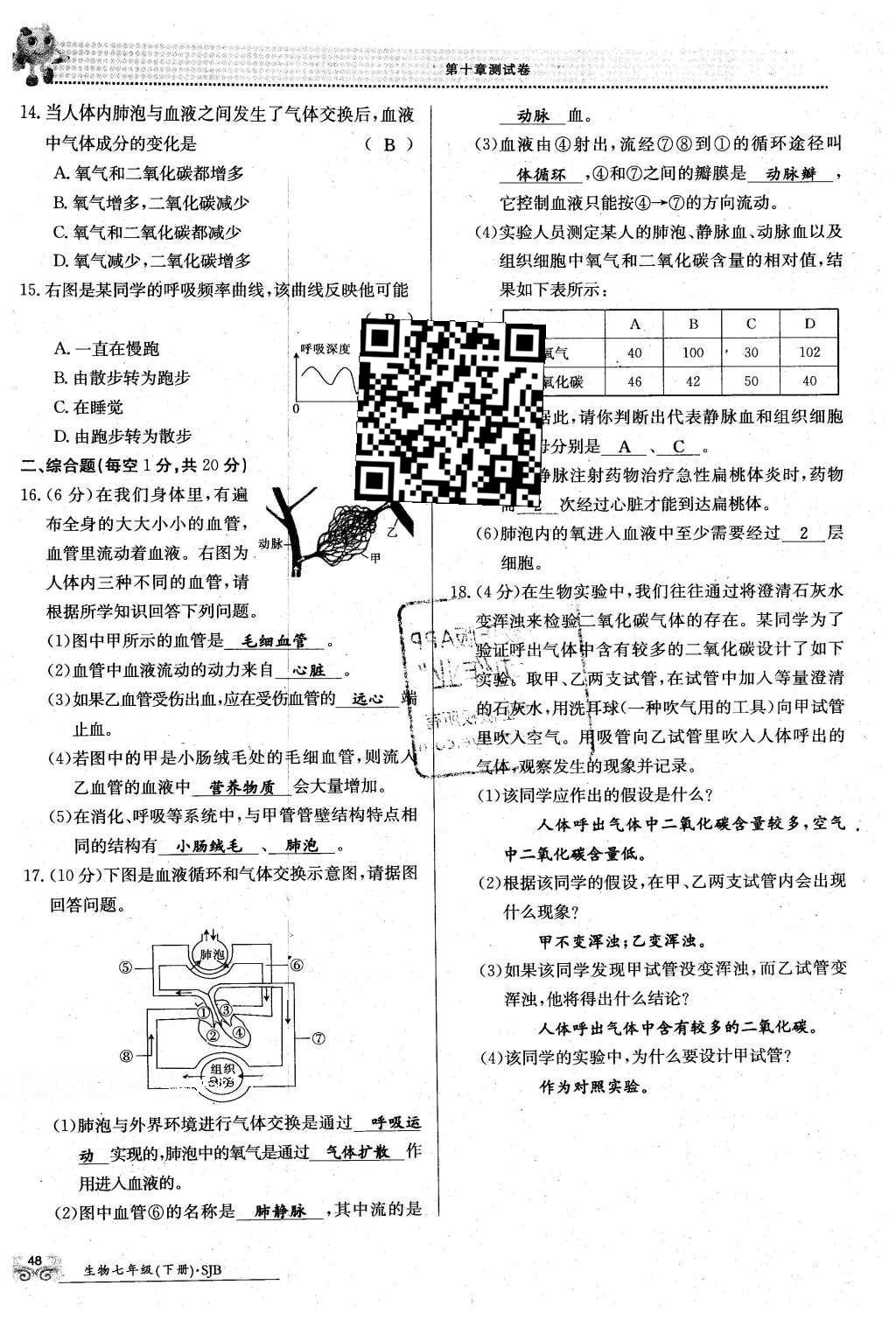 2016年金太阳导学案七年级生物下册苏教版 第48页