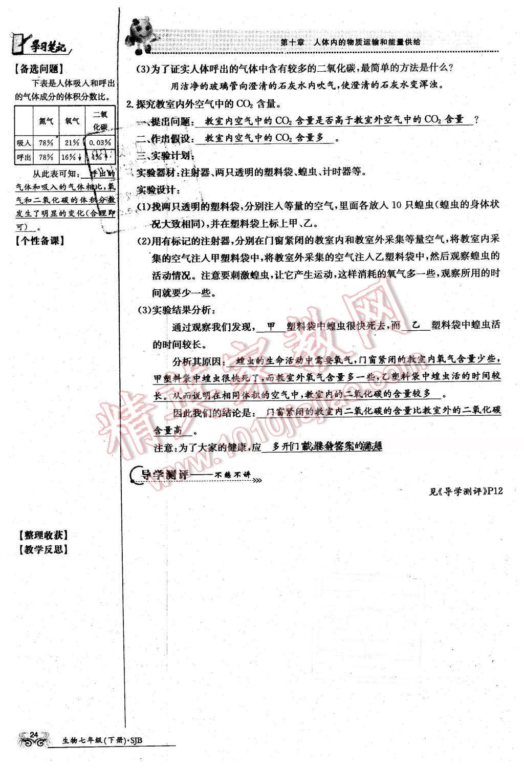 2016年金太阳导学案七年级生物下册苏教版 第24页