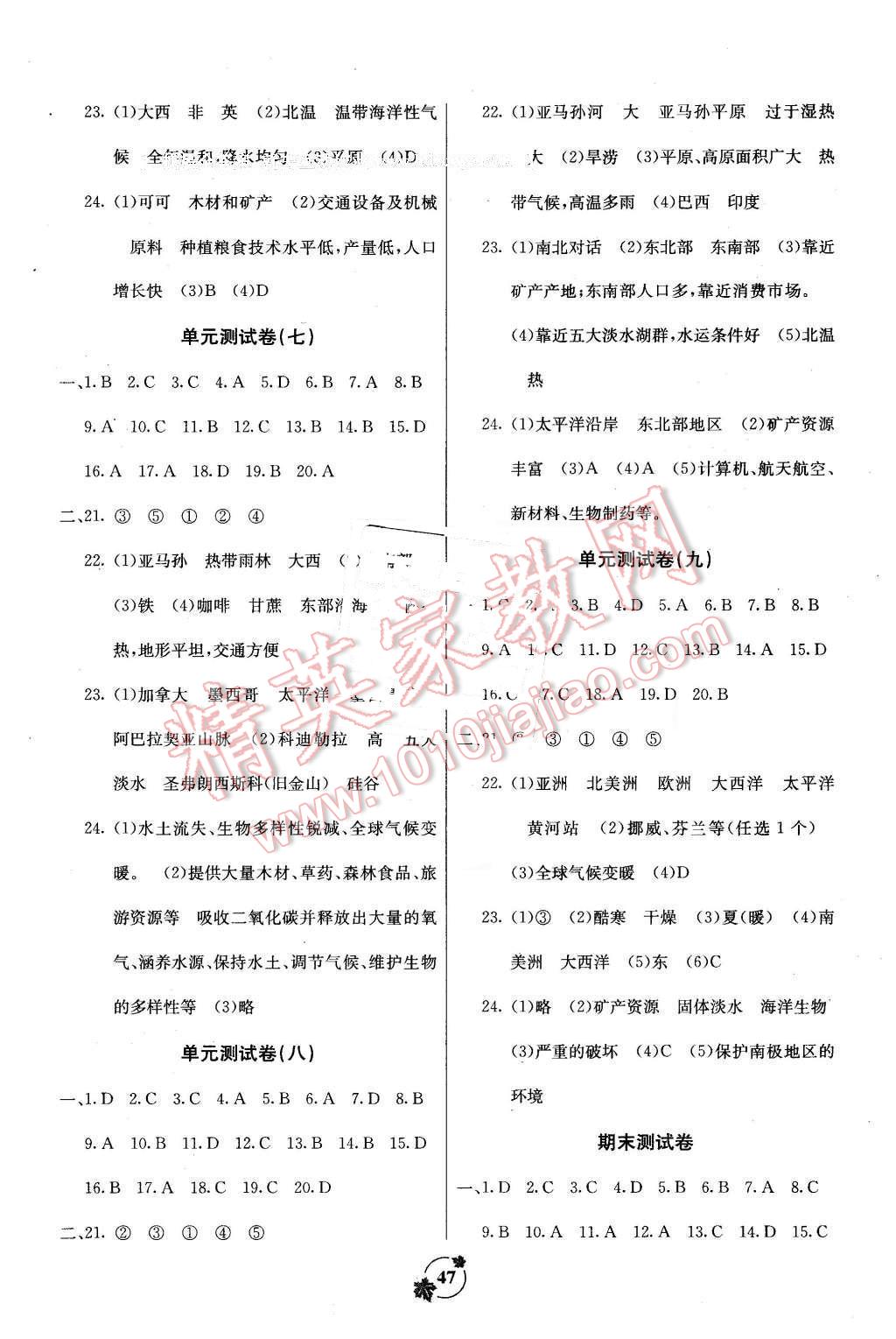 2015年自主学习能力测评单元测试七年级地理下册A版 第3页