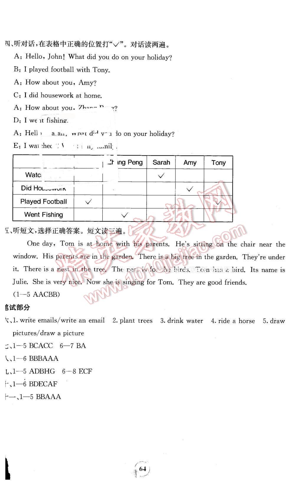 2016年自主学习能力测评单元测试六年级英语下册A版 第16页