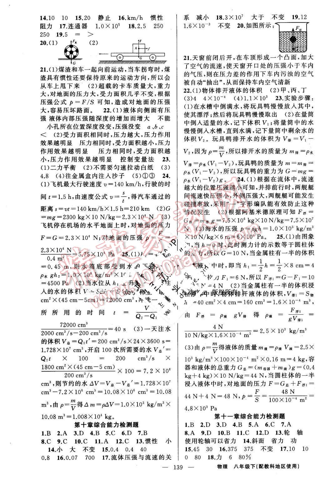 2016年黄冈金牌之路练闯考八年级物理下册教科版 第15页