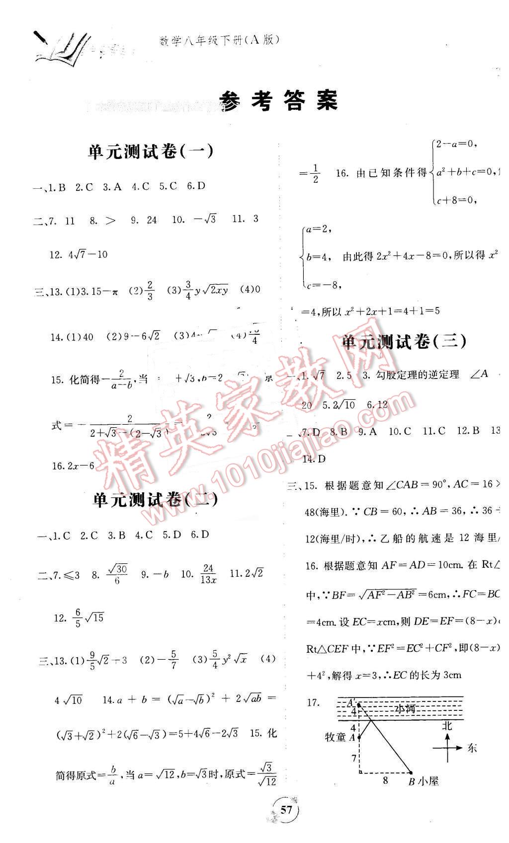 2016年自主學(xué)習(xí)能力測(cè)評(píng)單元測(cè)試八年級(jí)數(shù)學(xué)下冊(cè)A版 第1頁(yè)