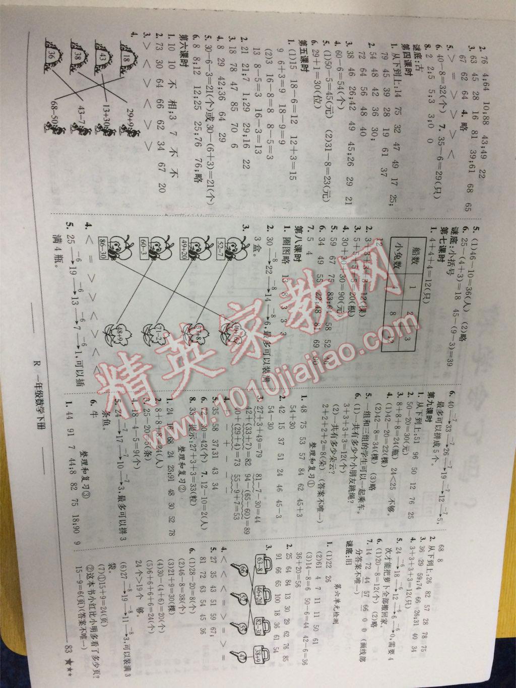 2015年黄冈小状元作业本一年级数学下册 第5页