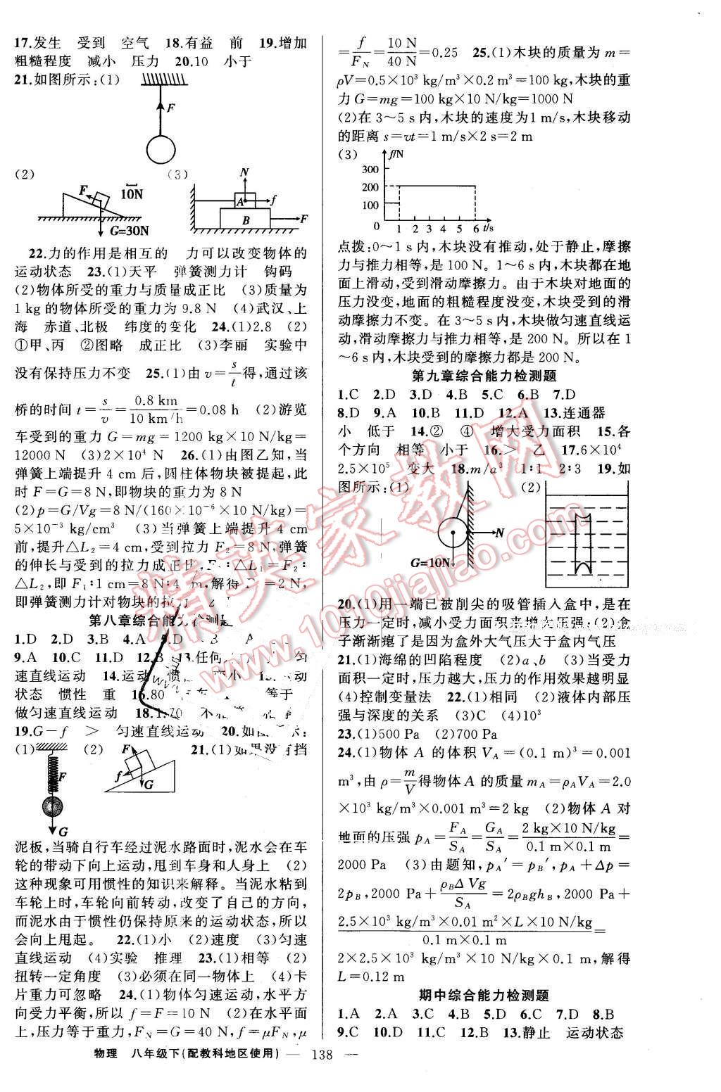 2016年黄冈金牌之路练闯考八年级物理下册教科版 第14页