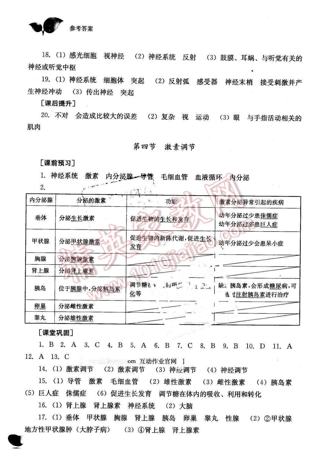 2016年义务教育教科书同步训练七年级生物学下册 第3页