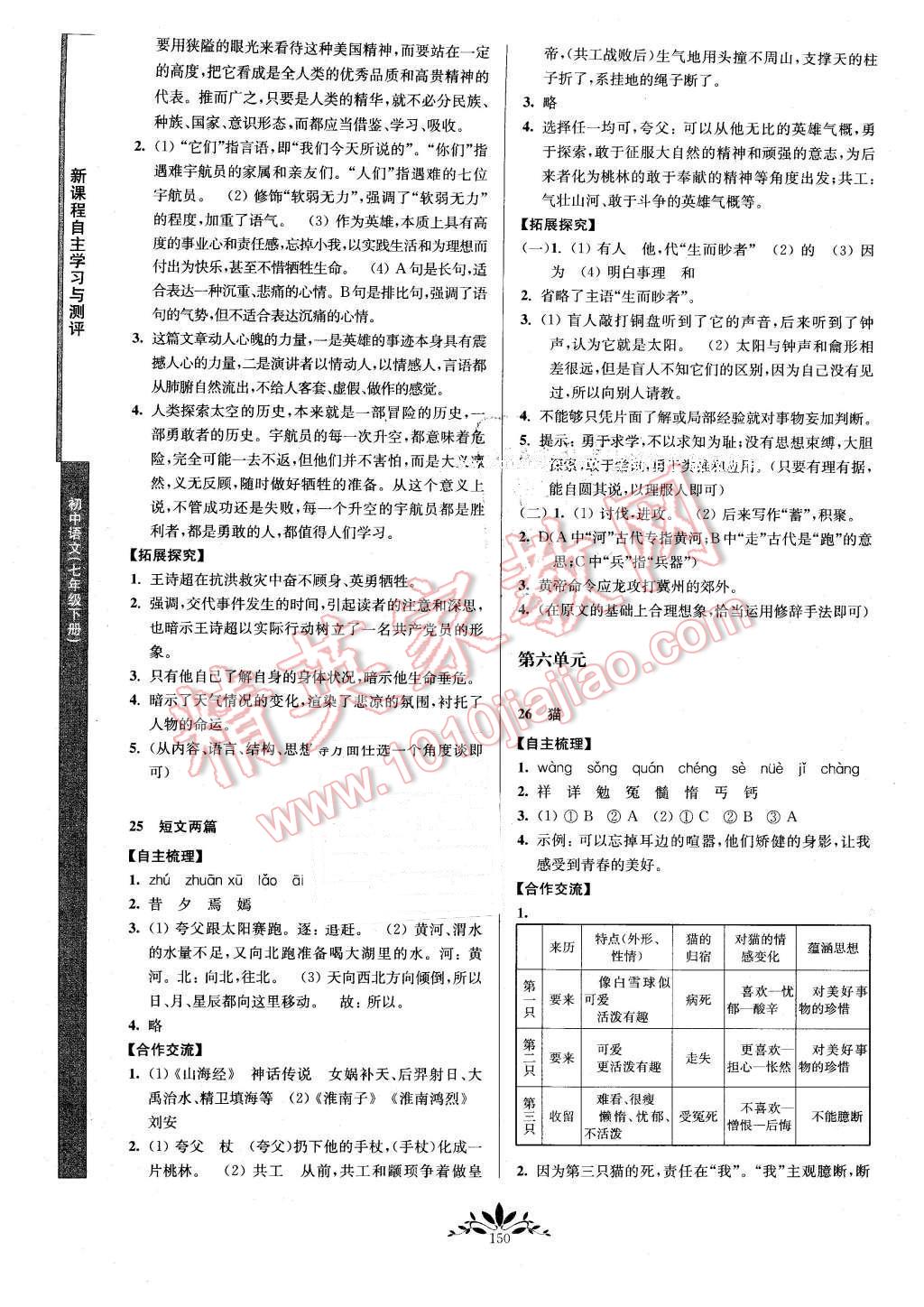 2016年新課程自主學(xué)習(xí)與測(cè)評(píng)初中語(yǔ)文七年級(jí)下冊(cè)人教版 第10頁(yè)