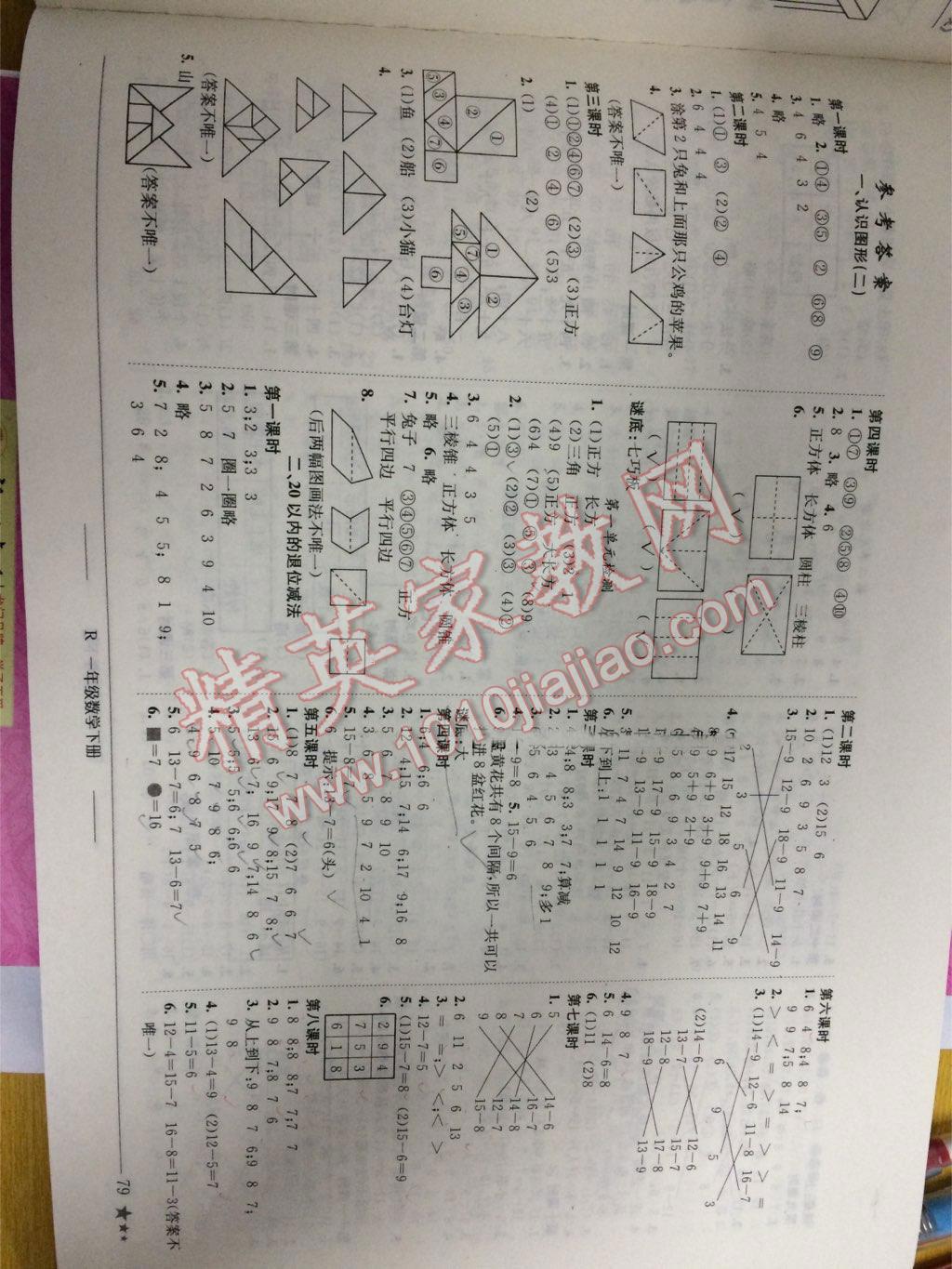 2015年黃岡小狀元作業(yè)本一年級數(shù)學(xué)下冊 第1頁