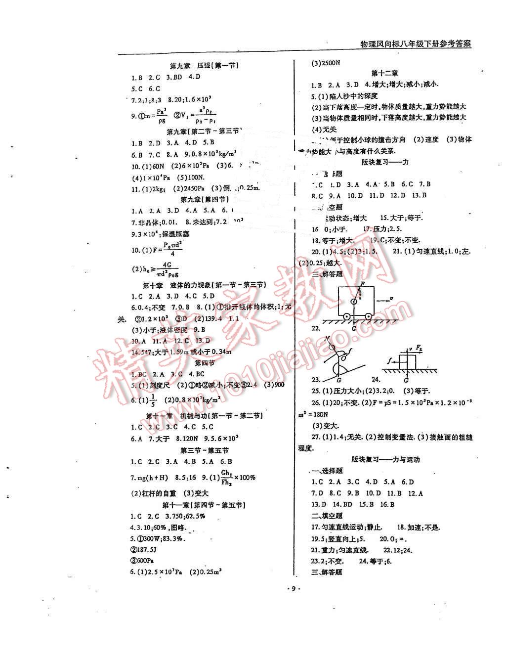 2016年物理風(fēng)向標(biāo)八年級下冊 第9頁