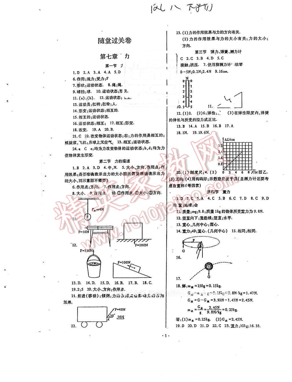 2016年物理風(fēng)向標(biāo)八年級下冊 第1頁