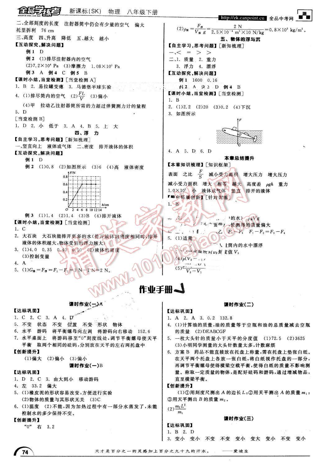 2016年全品学练考八年级物理下册苏科版 第4页