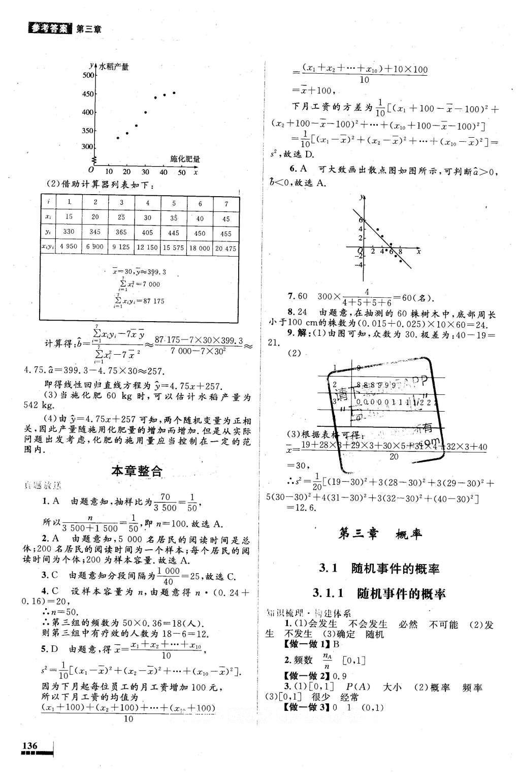 2016年高中同步測(cè)控優(yōu)化設(shè)計(jì)數(shù)學(xué)必修3人教A版 參考答案第36頁