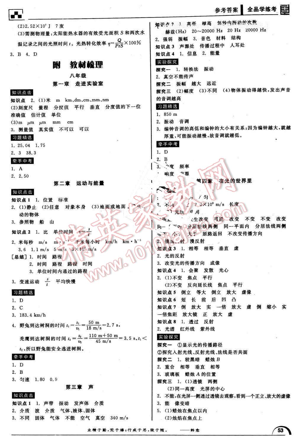 2016年全品学练考九年级物理下册教科版 第3页